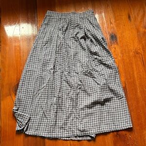 Garnet Hill Black and White Plaid Midi Skirt